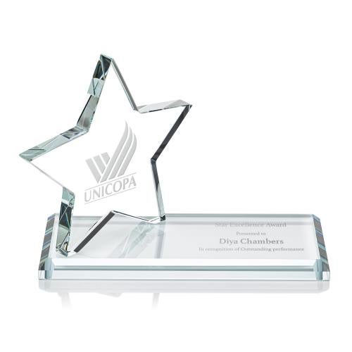 Awards and Plaques - Crystal Trophies - Hutchison Star Deep Etch Wood Trophy