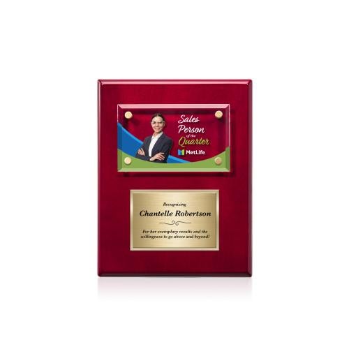 Awards and Plaques - Wall Plaque Awards - Woodward Full Color Plaque - Rosewood/Gold