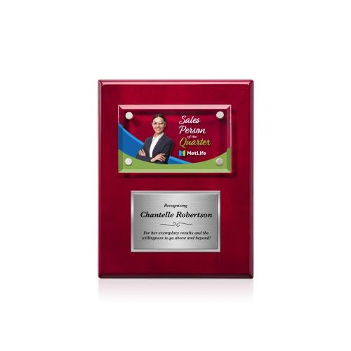 Awards and Plaques - Wall Plaque Awards - Woodward Full Color Plaque - Rosewood/Silver