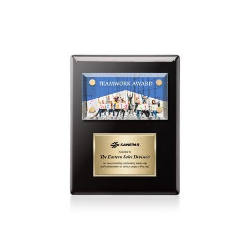 Awards and Plaques - Wall Plaque Awards - Woodward Full Color Plaque - Black/Gold