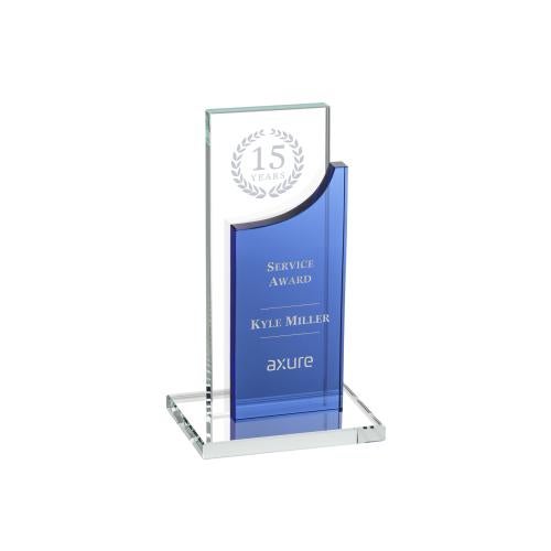 Awards and Plaques - Crystal Trophies - Tuttle Blue Rectangle Crystal Trophy
