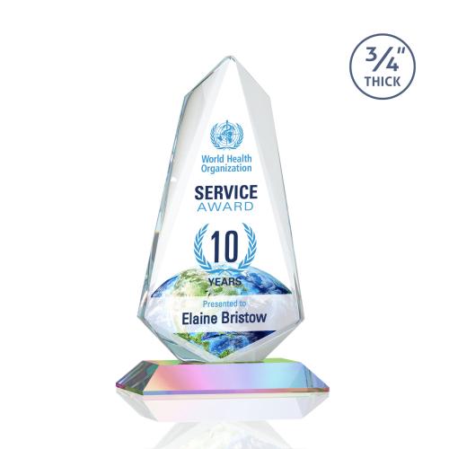 Awards and Plaques - Crystal Trophies - McMullen Full Color Prismatic Peaks Crystal Trophy
