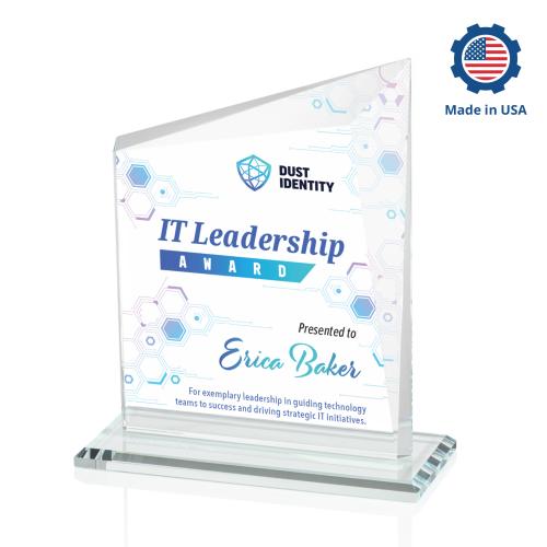 Awards and Plaques - Crystal Trophies - Saucedo Full Color Peaks Crystal Trophy