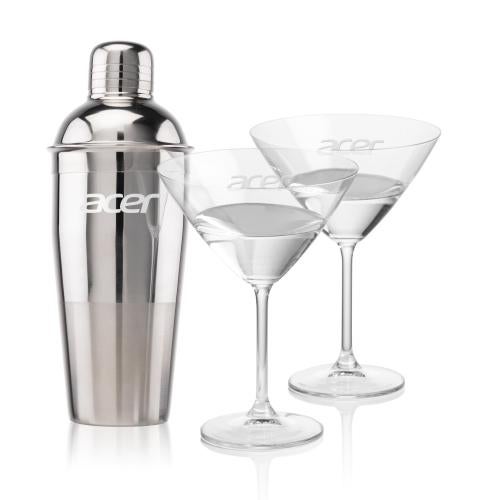 Custom Barware Glasses - Cocktail Glasses - Catania Shaker & Flynn Martini Set