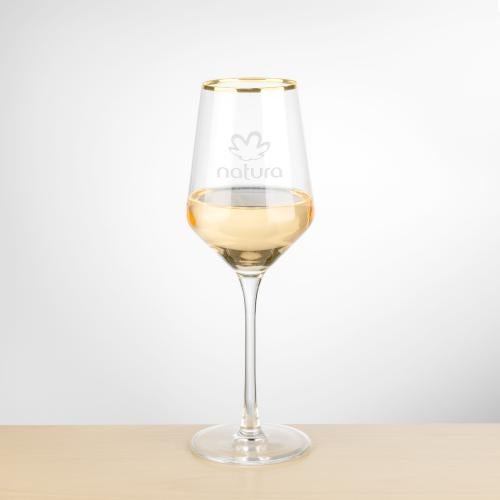 Custom Barware Glasses - Wine Glasses - Ledford Gold Rim Wine - Deep Etch