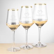 Ledford Gold Rim Wine - Deep Etch - Wine Glasses