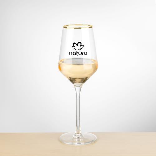 Custom Barware Glasses - Wine Glasses - Ledford Gold Rim Wine - Imprinted