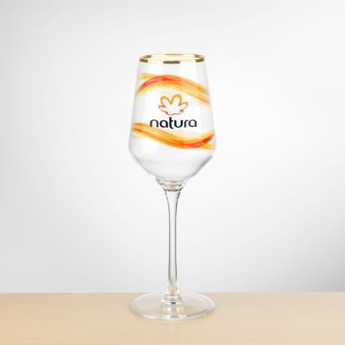 Custom Barware Glasses - Wine Glasses - Ledford Gold Rim Wine Glass - Full Color