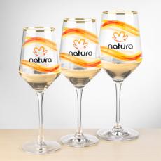 Ledford Gold Rim Wine Glass - Full Color - Wine Glasses