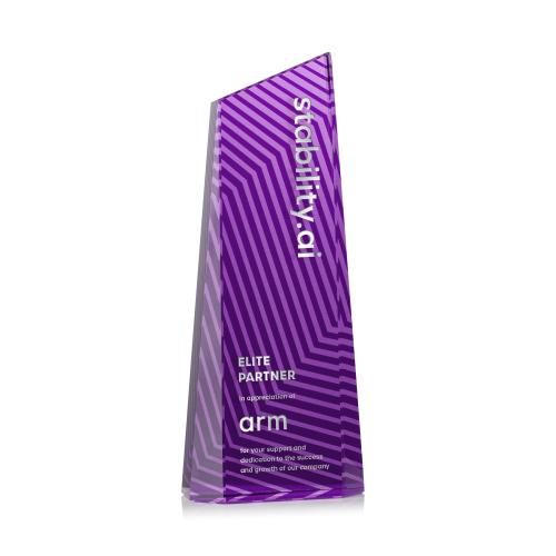 Awards and Plaques - Crystal Trophies - Hallandale Purple Towers Crystal Trophy