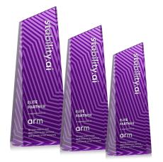 Hallandale Purple Towers Crystal Trophy - Crystal Trophies