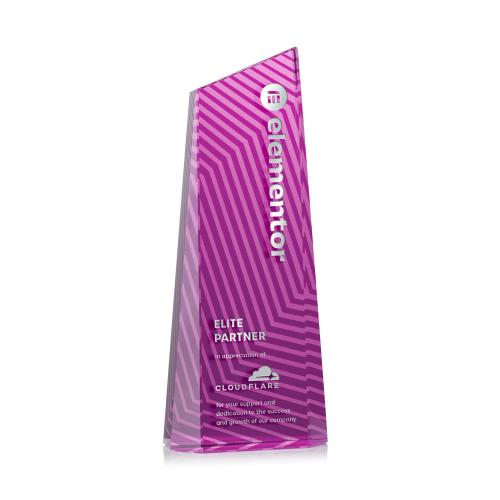 Awards and Plaques - Crystal Trophies - Hallandale Pink Towers Crystal Trophy