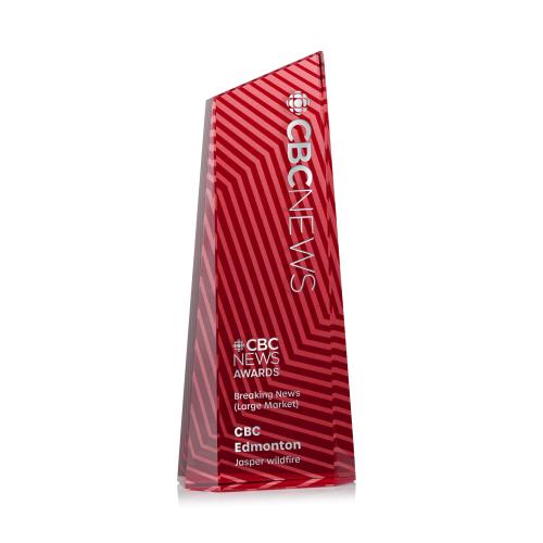 Awards and Plaques - Crystal Trophies - Hallandale Red Towers Crystal Trophy