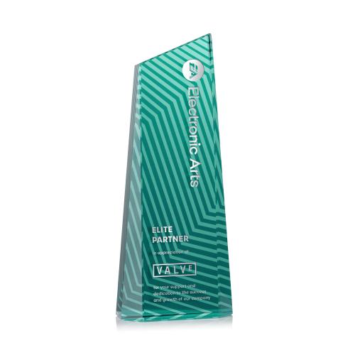 Awards and Plaques - Crystal Trophies - Hallandale Teal Towers Crystal Trophy