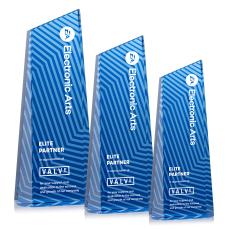 Hallandale Full Color Blue Towers Crystal Trophy - Crystal Trophies