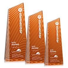 Hallandale Full Color Orange Towers Crystal Trophy - Crystal Trophies