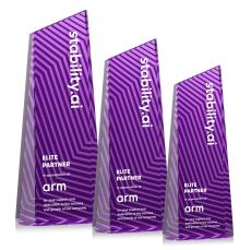 Hallandale Full Color Purple Towers Crystal Trophy - Crystal Trophies