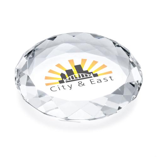 Awards and Plaques - Crystal Trophies - Crystal Paperweights - Murphy Full Color Paperweight - Round