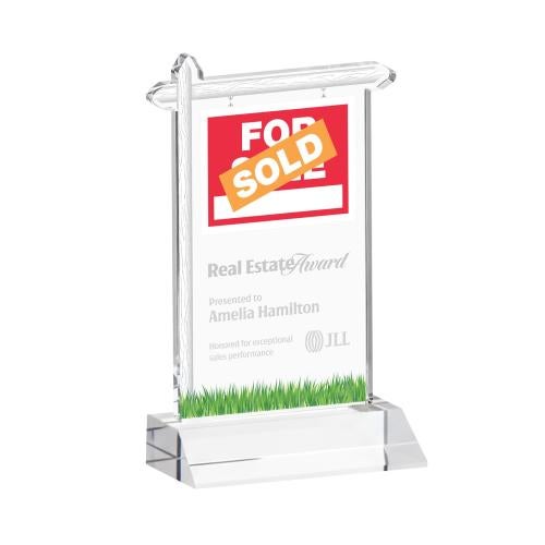 Awards and Plaques - Crystal Trophies - Real Estate Clear Unique Crystal Trophy
