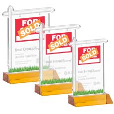 Real Estate Amber Unique Crystal Trophy - Crystal Trophies