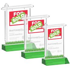 Real Estate Green Unique Crystal Trophy - Crystal Trophies