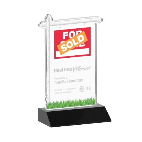 Awards and Plaques - Crystal Trophies - Real Estate Black Unique Crystal Trophy