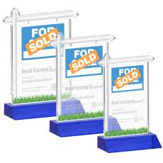 Real Estate Blue Unique Crystal Trophy - Crystal Trophies