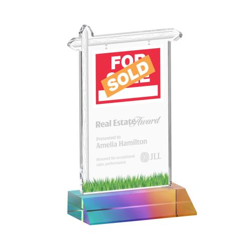 Awards and Plaques - Crystal Trophies - Real Estate Prismatic Unique Crystal Trophy