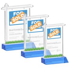 Real Estate Sky Blue Unique Crystal Trophy - Crystal Trophies
