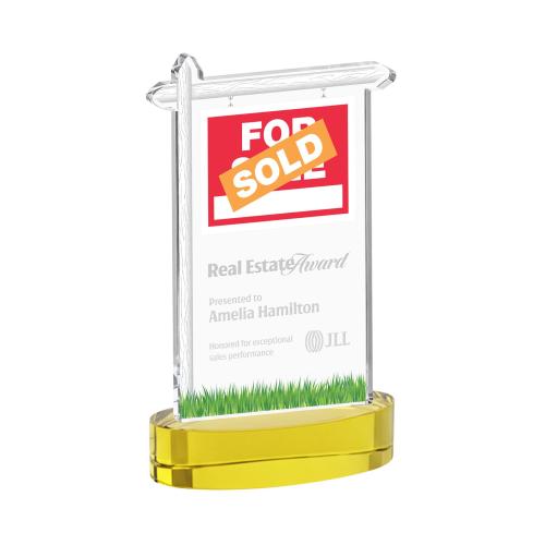 Awards and Plaques - Crystal Trophies - Real Estate on Alberton Base Gold Unique Crystal Trophy