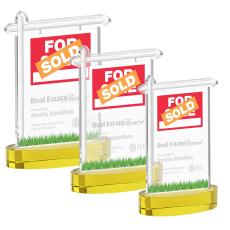 Real Estate on Alberton Base Gold Unique Crystal Trophy - Crystal Trophies