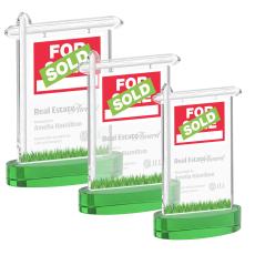 Real Estate on Alberton Base Green Unique Crystal Trophy - Crystal Trophies