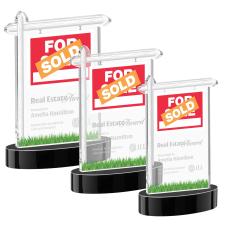 Real Estate on Alberton Base Black Unique Crystal Trophy - Crystal Trophies