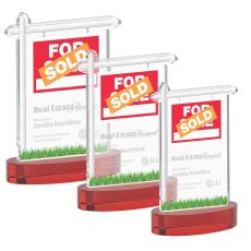 Real Estate on Alberton Base Red Unique Crystal Trophy - Crystal Trophies