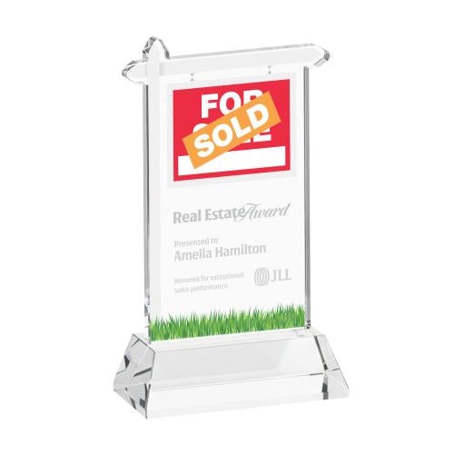 Awards and Plaques - Crystal Trophies - Real Estate on Hartford Base Clear Unique Crystal Trophy
