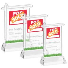 Real Estate on Hartford Base Clear Unique Crystal Trophy - Crystal Trophies