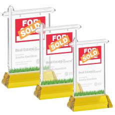 Real Estate on Hartford Base Gold Unique Crystal Trophy - Crystal Trophies