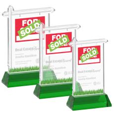 Real Estate on Hartford Base Green Unique Crystal Trophy - Crystal Trophies