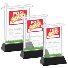 Real Estate on Hartford Base Black Unique Crystal Trophy - Crystal Trophies