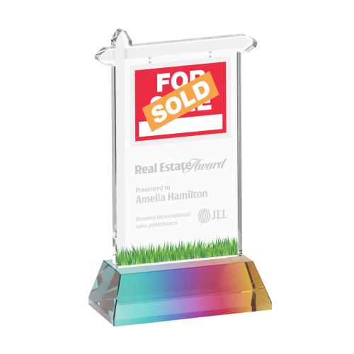 Awards and Plaques - Crystal Trophies - Real Estate on Hartford Base Prismatic Unique Crystal Trophy