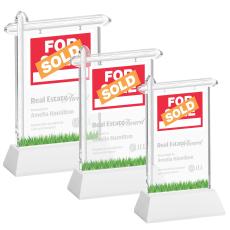Real Estate on Hartford Base Fagan Unique Crystal Trophy - Crystal Trophies