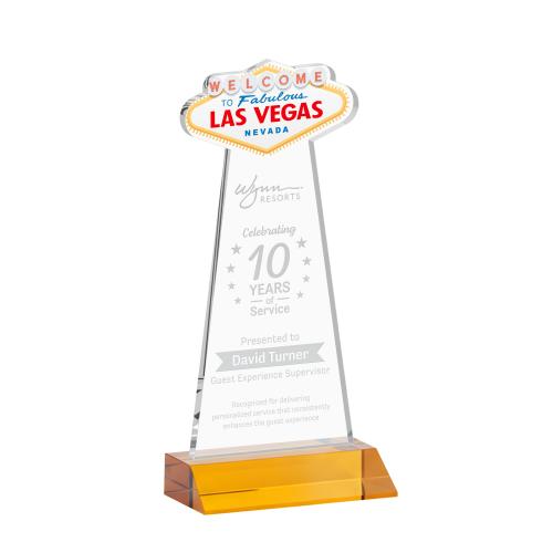 Awards and Plaques - Crystal Trophies - Las Vegas Amber Unique Crystal Trophy