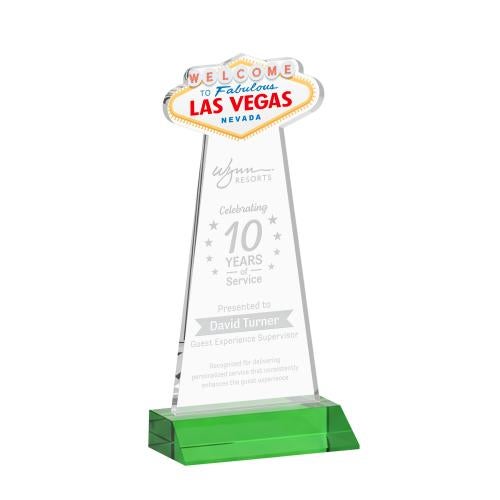 Awards and Plaques - Crystal Trophies - Las Vegas Green Unique Crystal Trophy