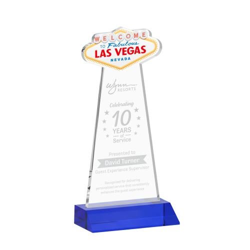 Awards and Plaques - Crystal Trophies - Las Vegas Blue Unique Crystal Trophy