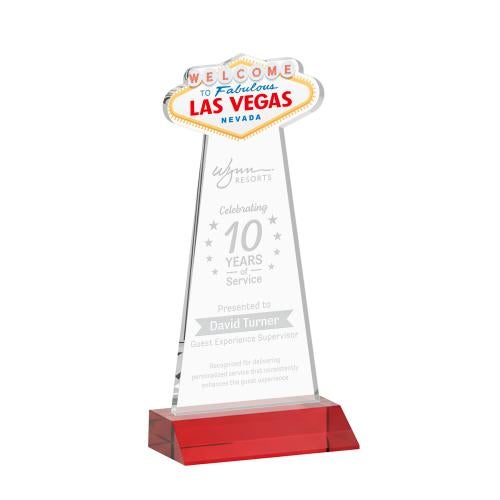 Awards and Plaques - Crystal Trophies - Las Vegas Red Unique Crystal Trophy