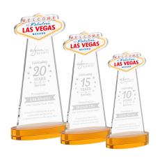 Las Vegas on Alberton Base Amber Unique Crystal Trophy - Crystal Trophies