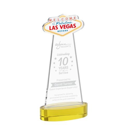 Awards and Plaques - Crystal Trophies - Las Vegas on Alberton Base Gold Unique Crystal Trophy