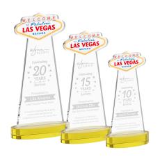Las Vegas on Alberton Base Gold Unique Crystal Trophy - Crystal Trophies