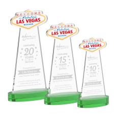 Las Vegas on Alberton Base Green Unique Crystal Trophy - Crystal Trophies