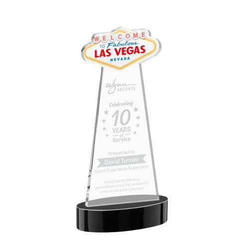 Awards and Plaques - Crystal Trophies - Las Vegas on Alberton Base Black Unique Crystal Trophy